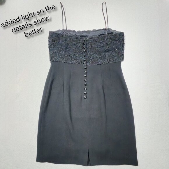 Donna Morgan Lace Cocktail Dress – Black Midi w/ Faux Button Back – Size 10 NWT - Picture 8 of 14